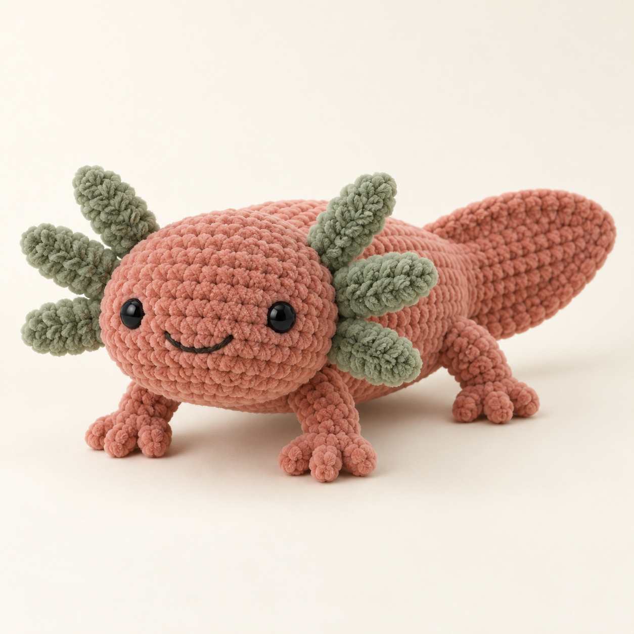 AI-generated product concept of Ripple the Axolotl; not a finished sample