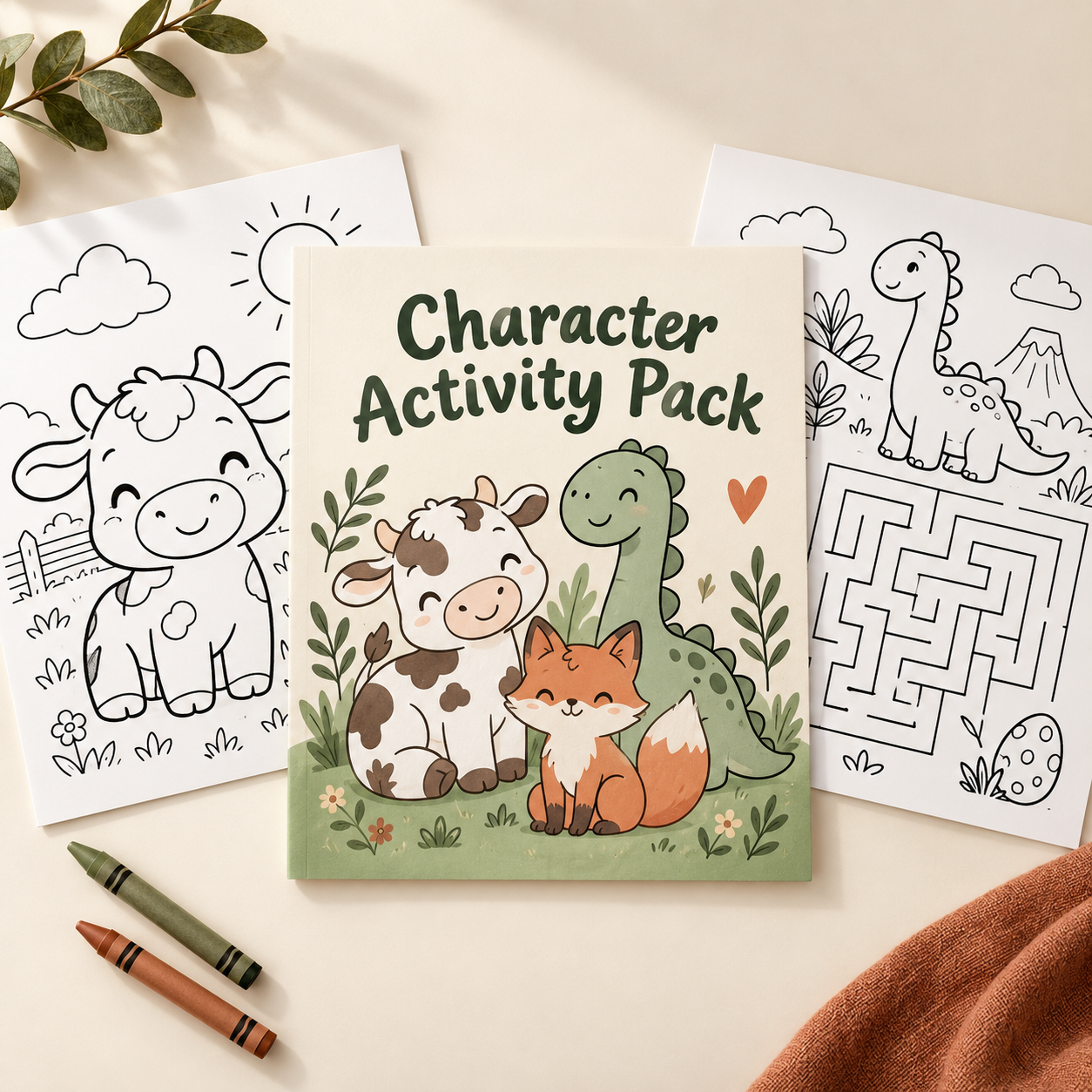 AI-generated product concept of Character Coloring / Activity Pack; not a finished sample
