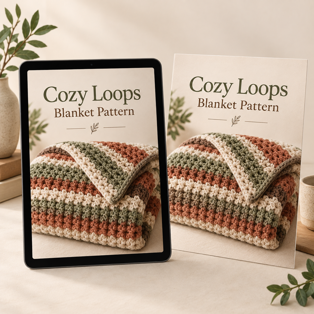 AI-generated product concept of Cozy Loops Blanket Pattern PDF; not a finished sample