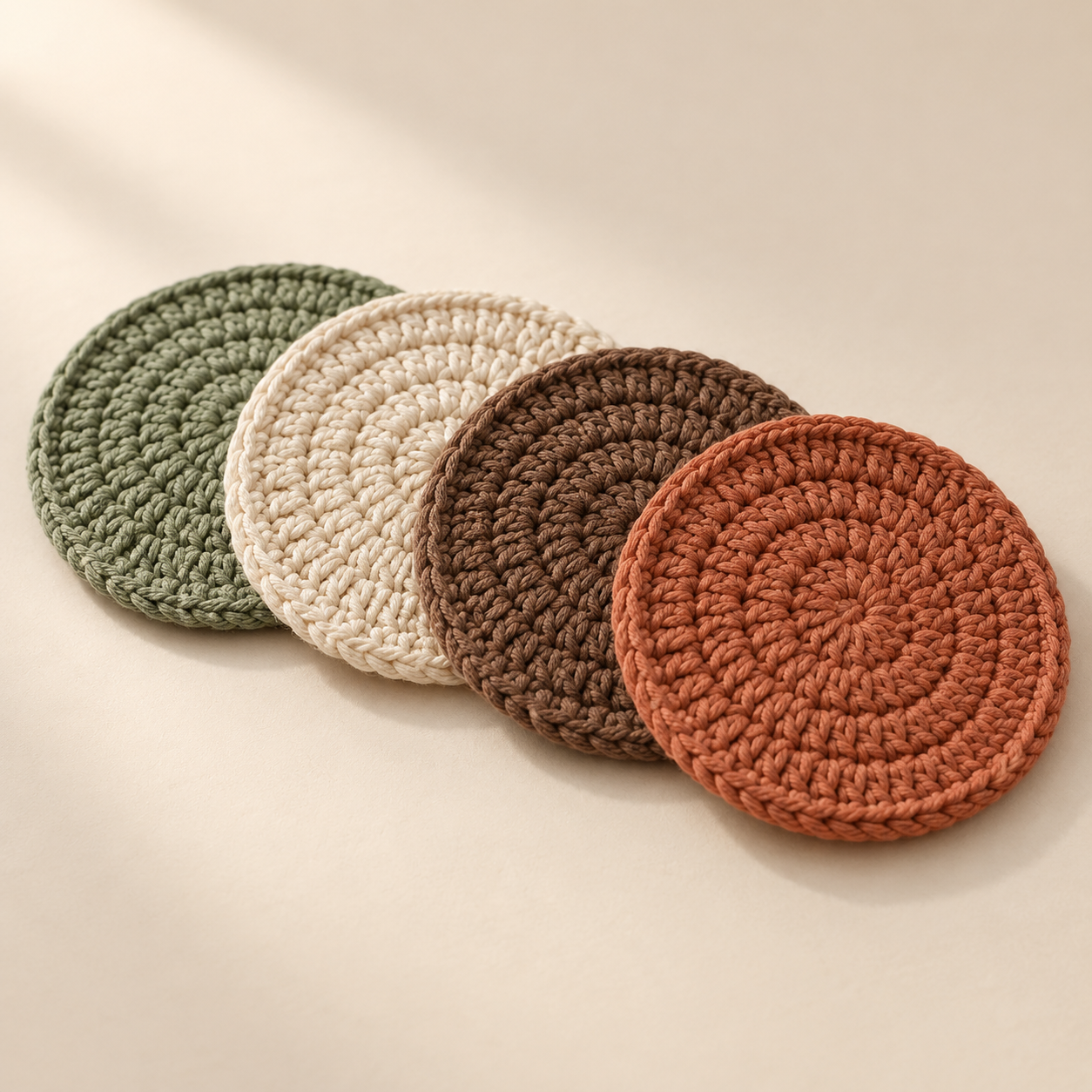 AI-generated product concept of Crochet Coaster Set; not a finished sample