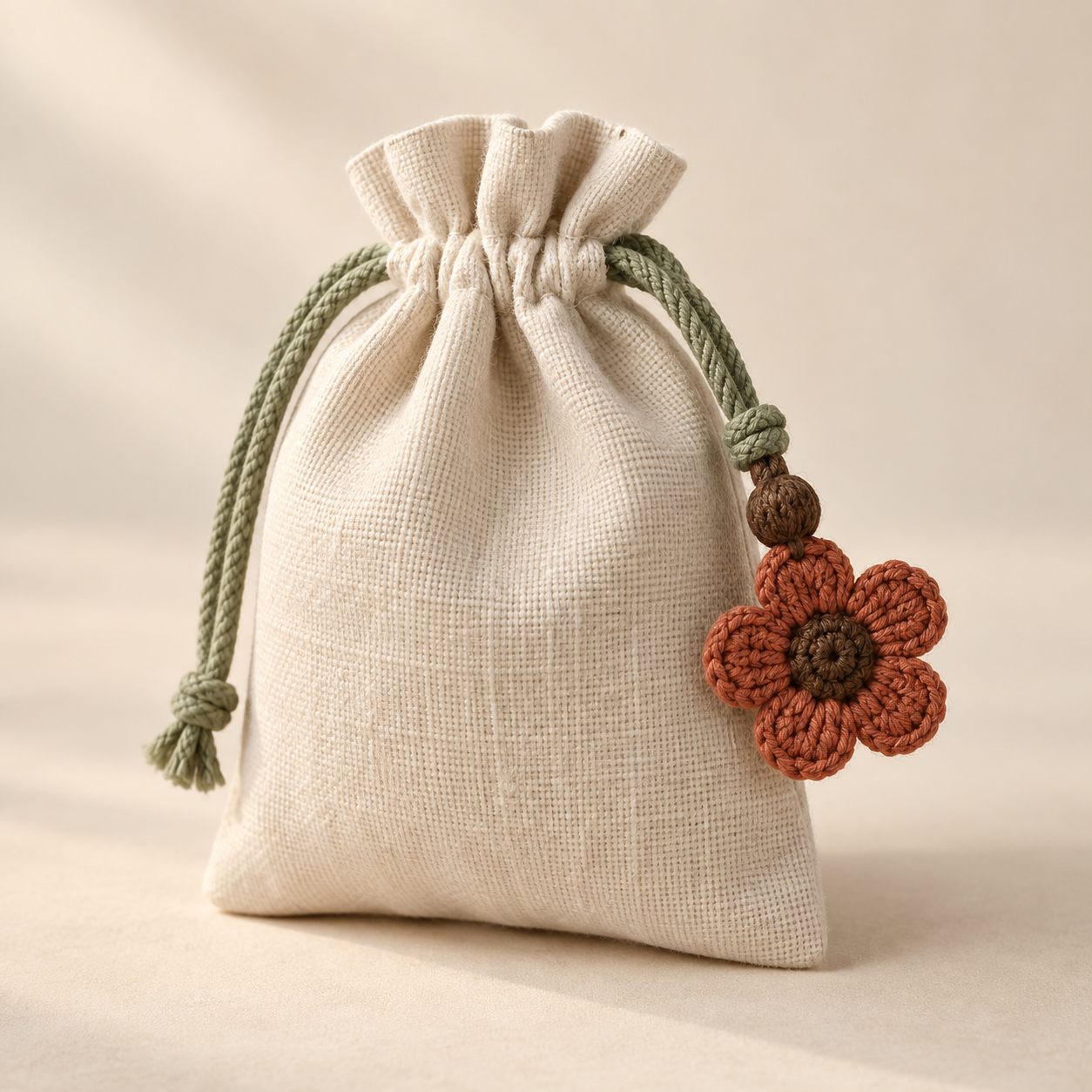 AI-generated product concept of Gift Pouch + Crochet Charm; not a finished sample