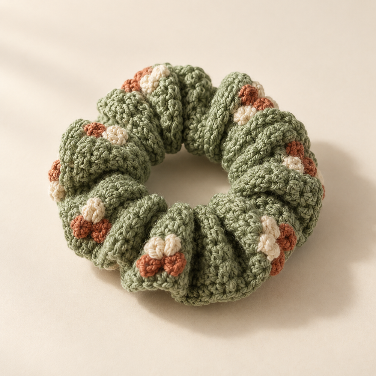 AI-generated product concept of Crochet Scrunchie / Headband; not a finished sample