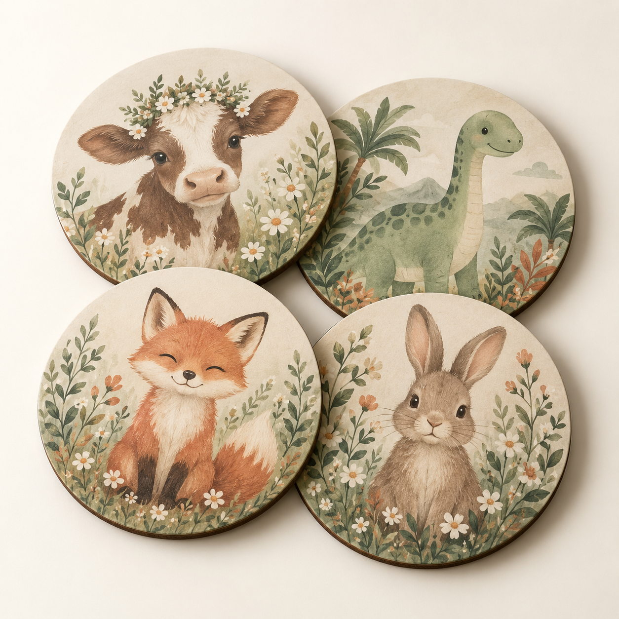 AI-generated product concept of Printed Coaster Set; not a finished sample